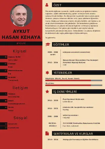 Biyolog CV Örnekleri cv indir